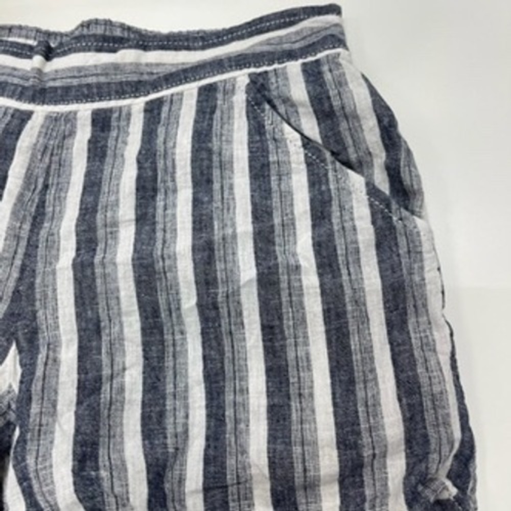Max Studio Womens Navy Blue White Striped Linen Blend Pull On Shorts‎ Size M - Picture 3 of 5